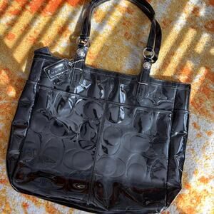 Black leather coach shoulder bag